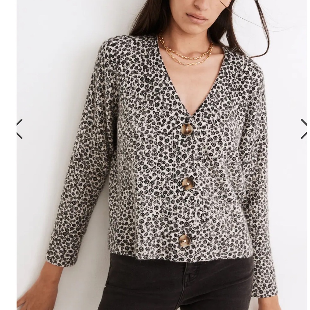 Madewell Vintage Ditsy Cameron Ribbed Cardigan Sweater in Coziest Yarn Size XS